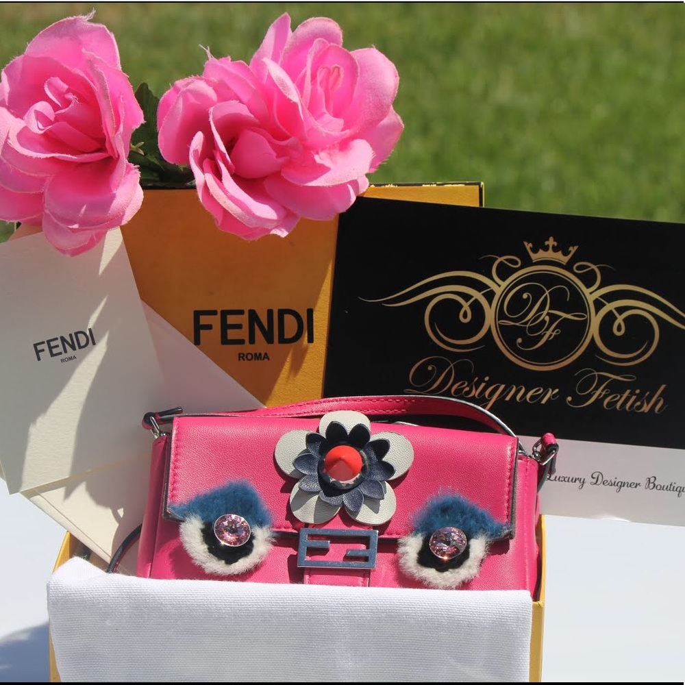 Brand New Fendi Pink Napa Micro Mini Baguette